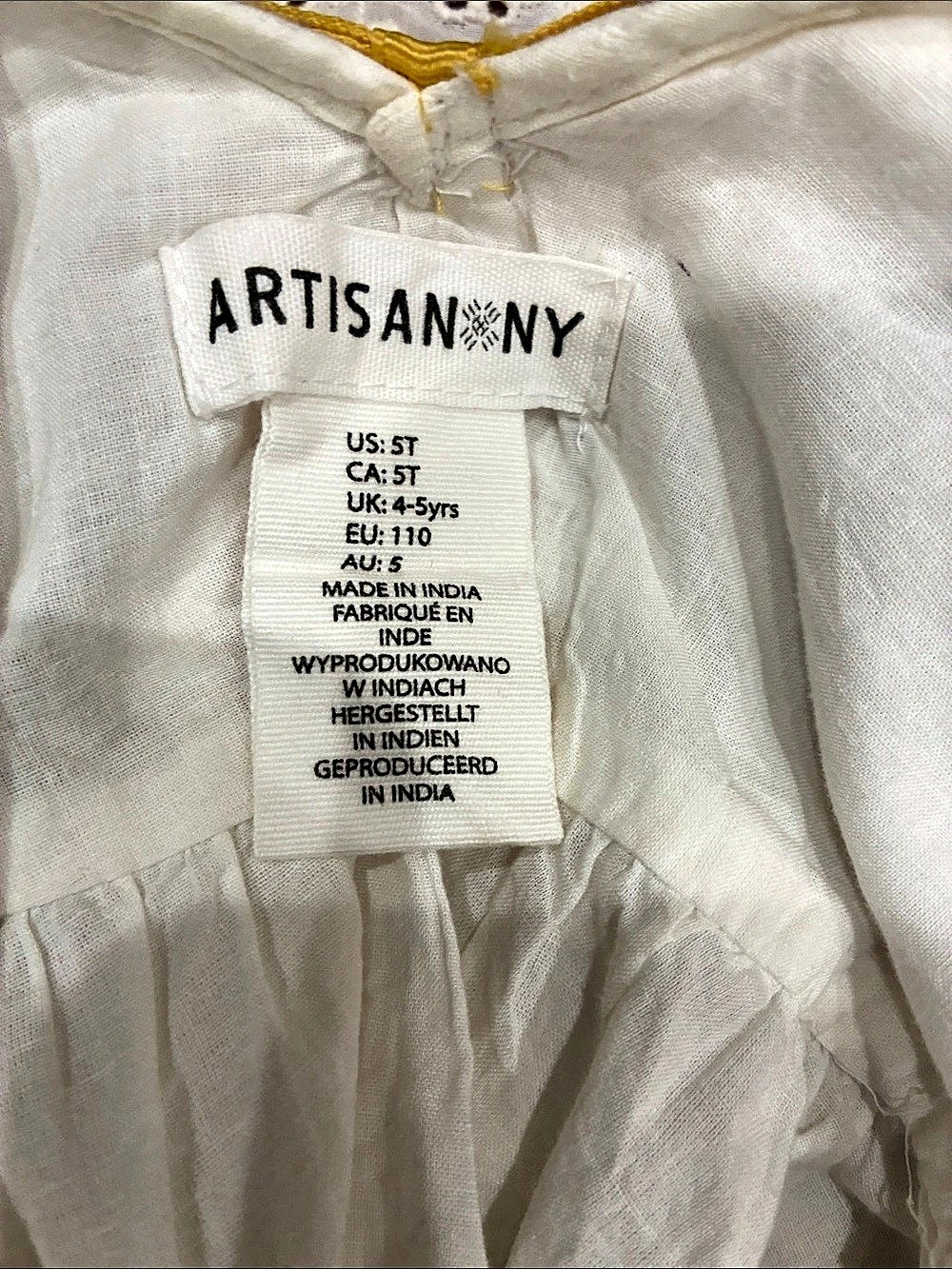 ARTISAN NY Girls White Lace Collar Dress Size 4-5yrs Like New - Picture 5 of 5